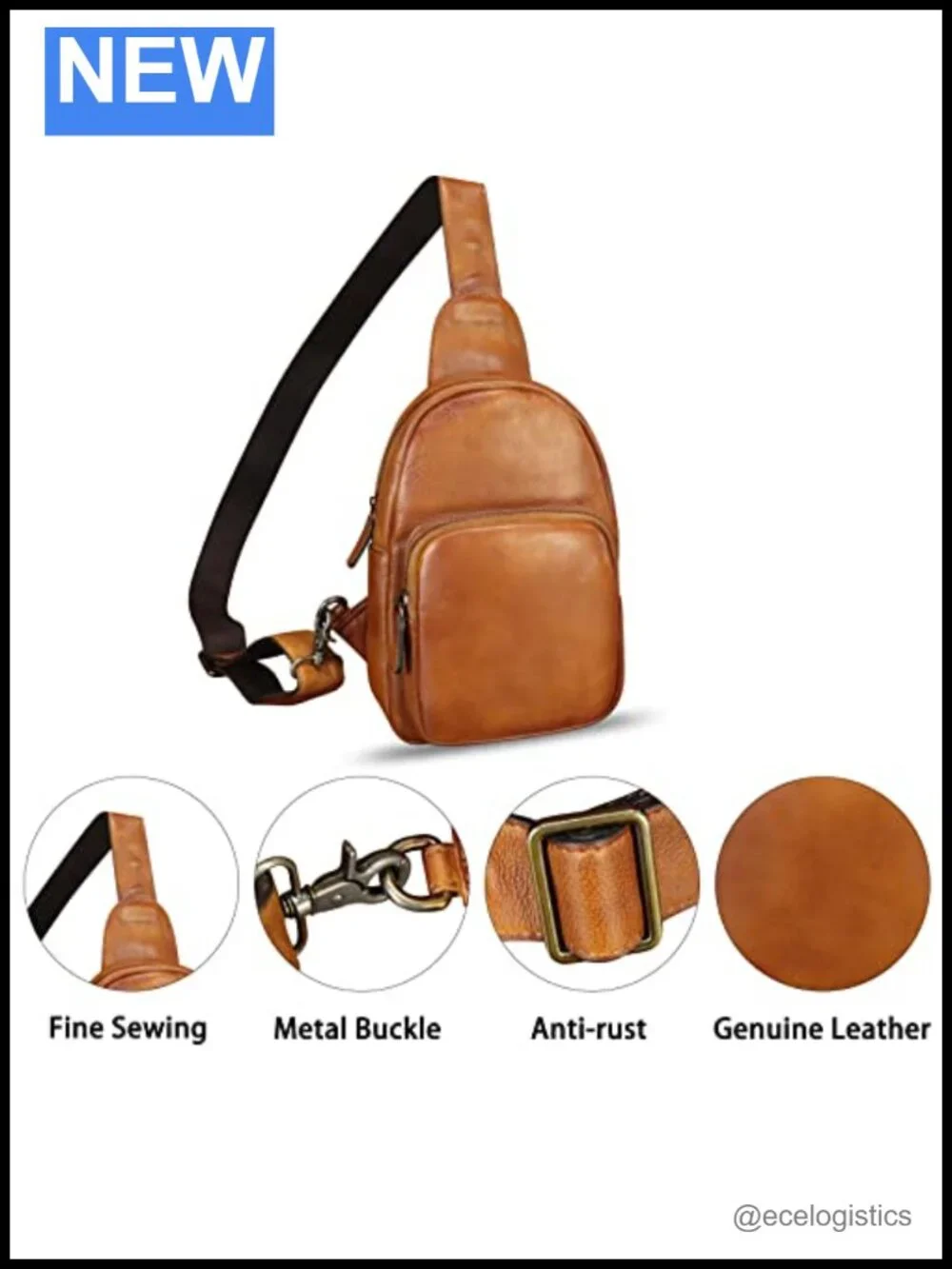 Genuine Leather Convertible Sling Backpack Crossbody Bag Cycling Daypack